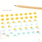 Kawaii Weather Icon Bujo Planner Stickers: approx 0.5 in (6 mm)