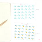 Kawaii Weather Icon Bujo Planner Stickers: approx 0.5 in (6 mm)