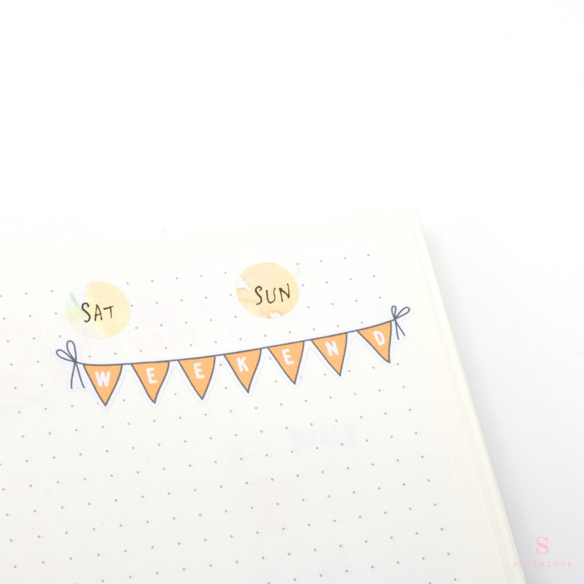 Weekend Bunting Bujo Planner Stickers: 3in (76 mm) Wide