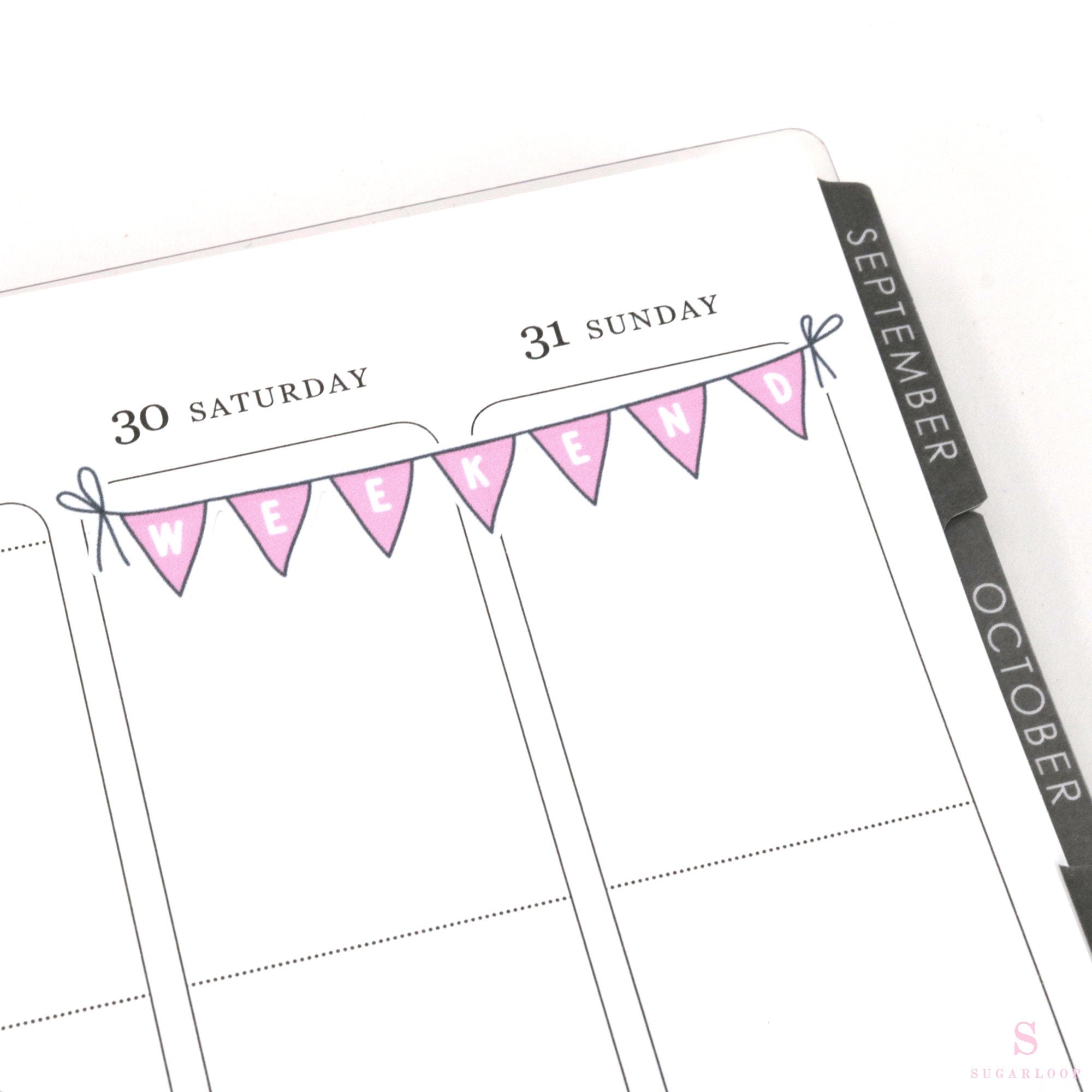 Weekend Bunting Bujo Planner Stickers: 3in (76 mm) Wide