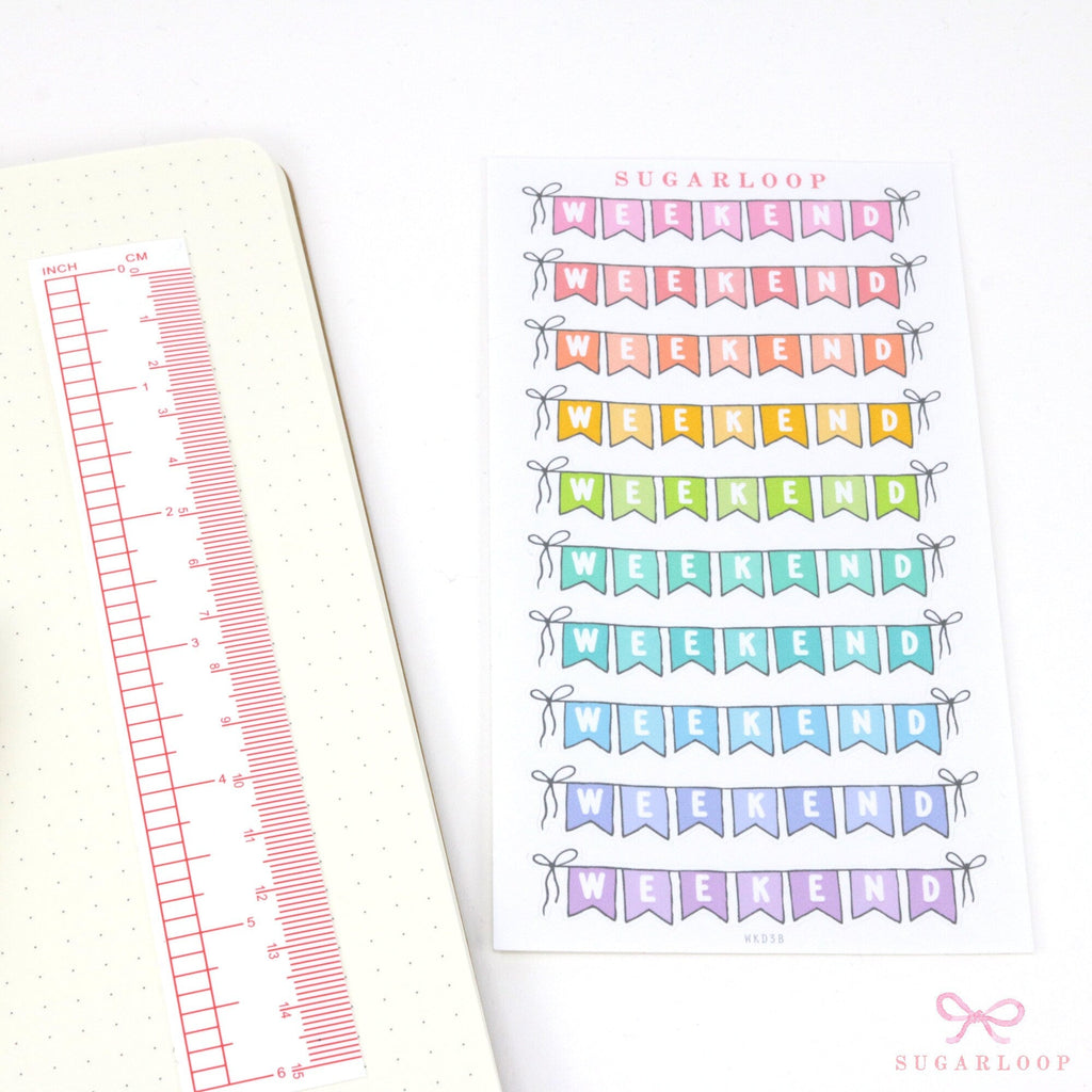 Weekend Bunting Bujo Journal Planner Stickers: 3in (76 mm) Wide