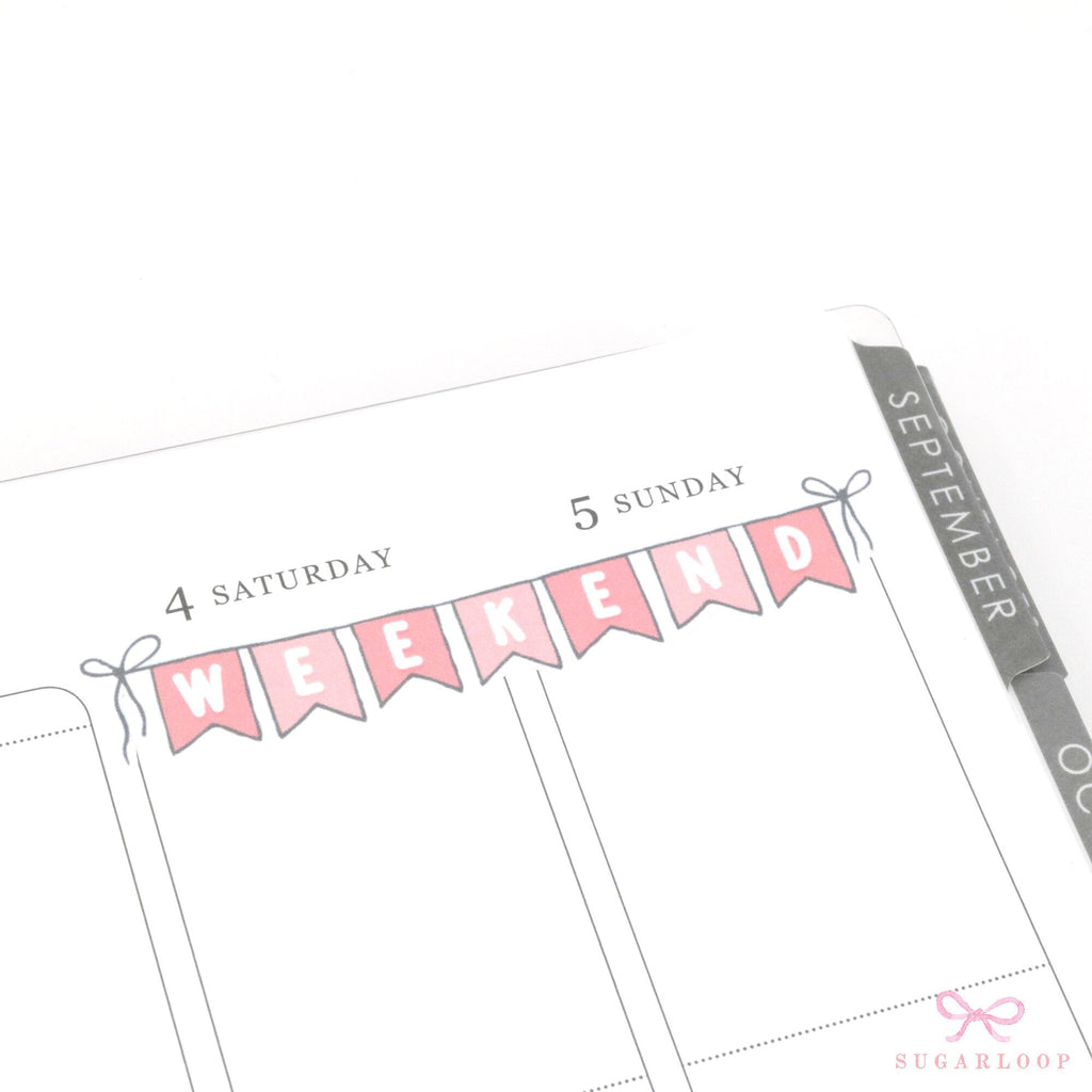 Weekend Bunting Bujo Journal Planner Stickers: 3in (76 mm) Wide