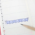 Weekend Bunting Bujo Journal Planner Stickers: 3in (76 mm) Wide