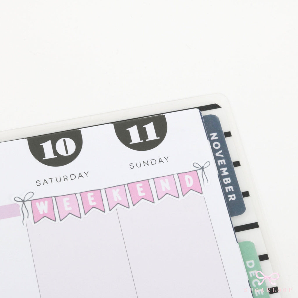 Weekend Bunting Bujo Journal Planner Stickers: 3in (76 mm) Wide