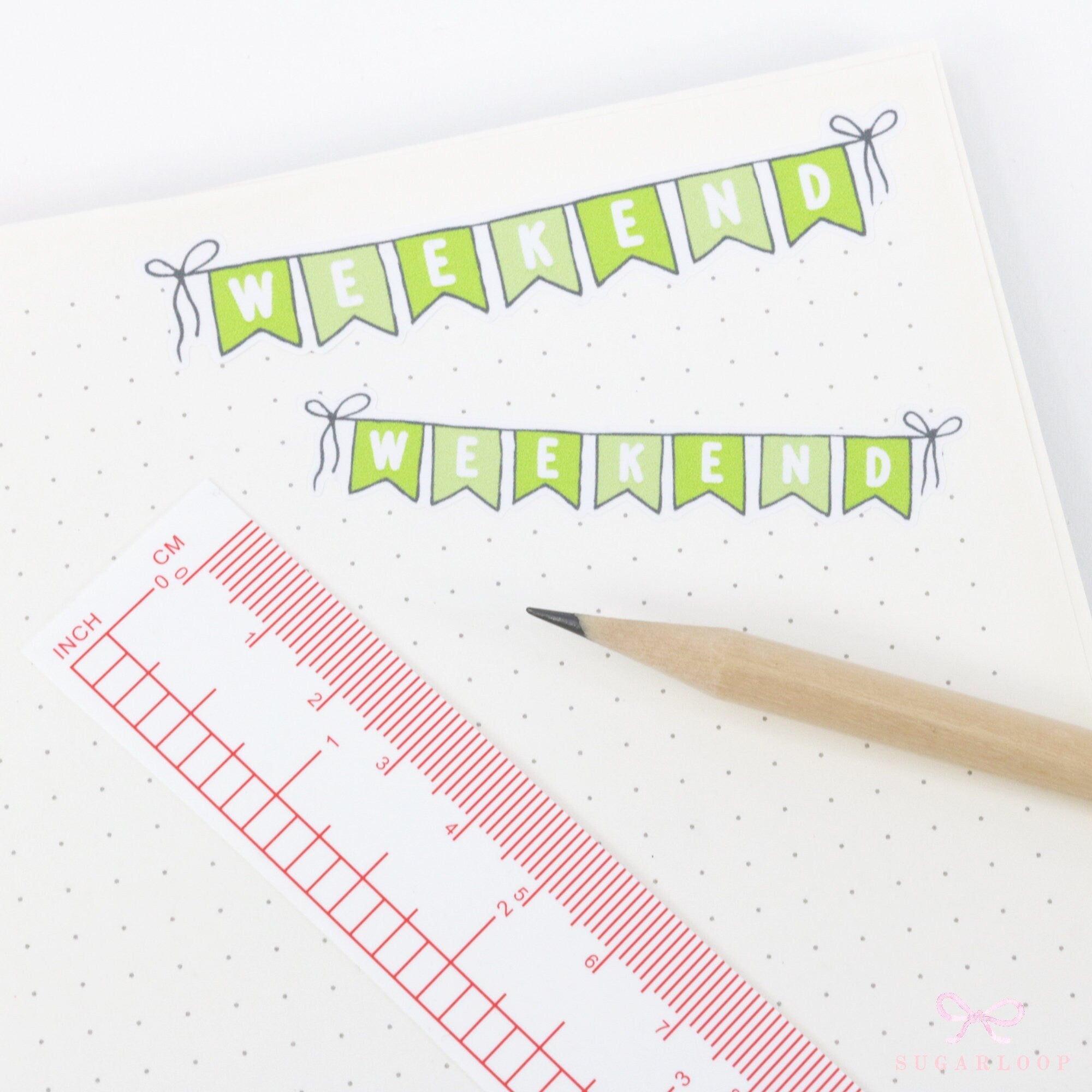 Weekend Bunting Bujo Journal Planner Stickers: 3in (76 mm) Wide