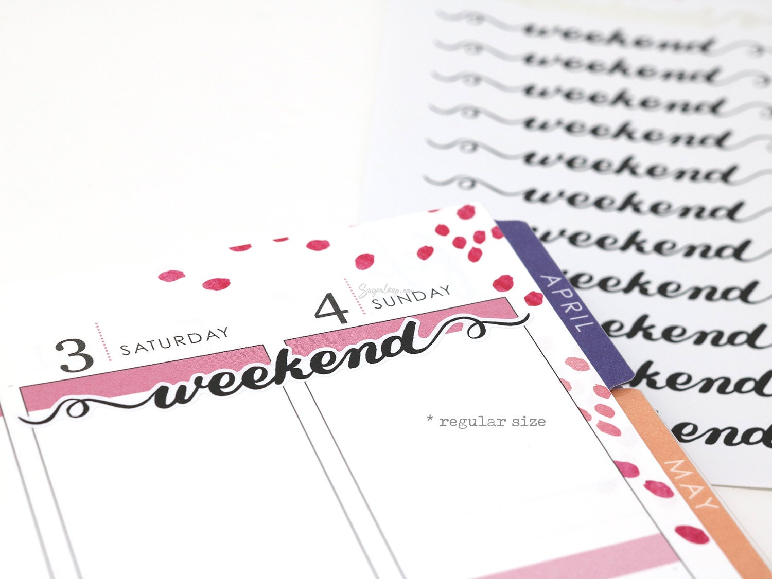 Weekend Bunting Bujo Planner Stickers: 2in (50 mm) 2.5in (60 mm) 3.25in (82 mm)