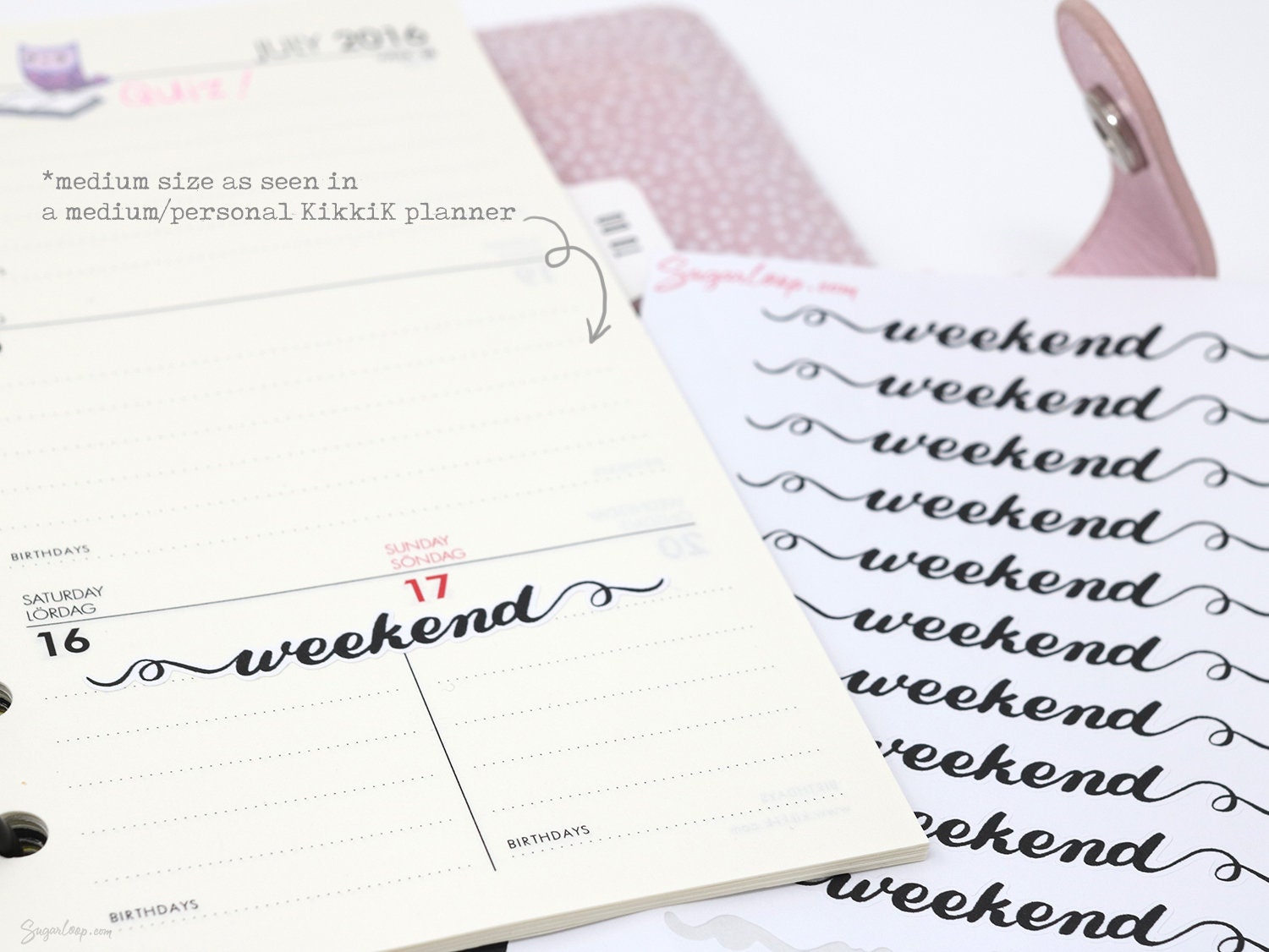 Weekend Bunting Bujo Planner Stickers: 2in (50 mm) 2.5in (60 mm) 3.25in (82 mm)
