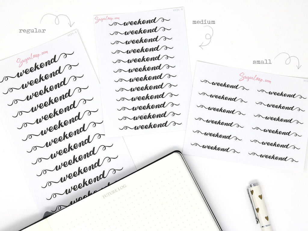 Weekend Bunting Bujo Planner Stickers: 2in (50 mm) 2.5in (60 mm) 3.25in (82 mm)