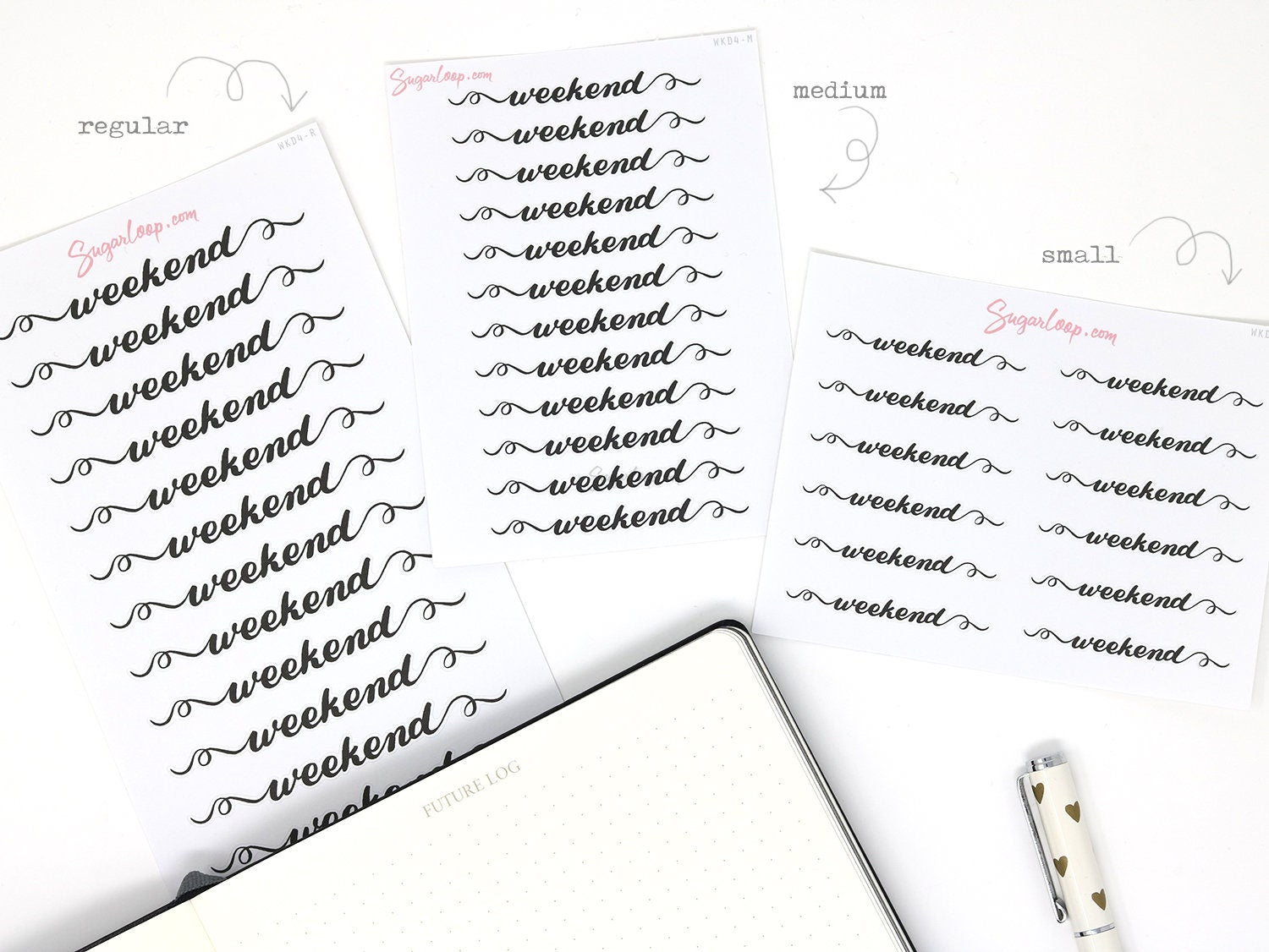 Weekend Bunting Bujo Planner Stickers: 2in (50 mm) 2.5in (60 mm) 3.25in (82 mm)