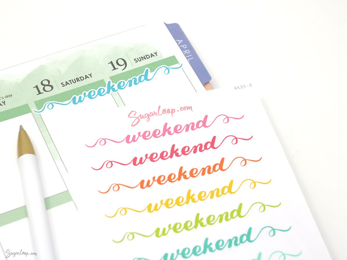 Weekend Bunting Bujo Planner Stickers: 2in (50 mm) 2.5in (60 mm) 3.25in (82 mm)