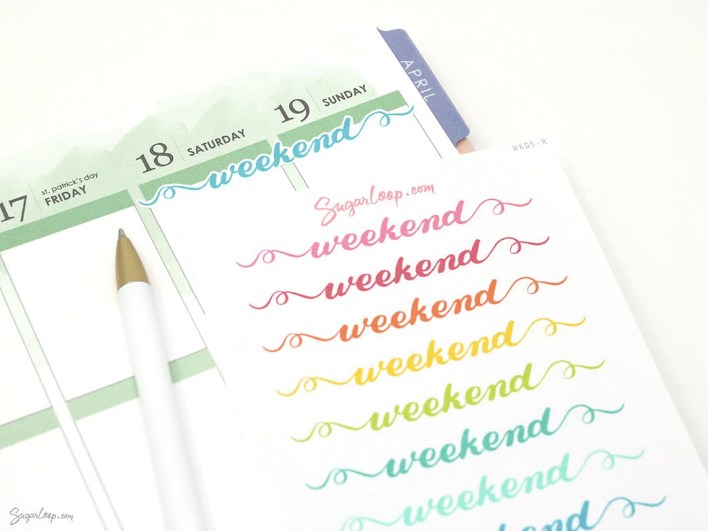 Weekend Bunting Bujo Planner Stickers: 2in (50 mm) 2.5in (60 mm) 3.25in (82 mm)