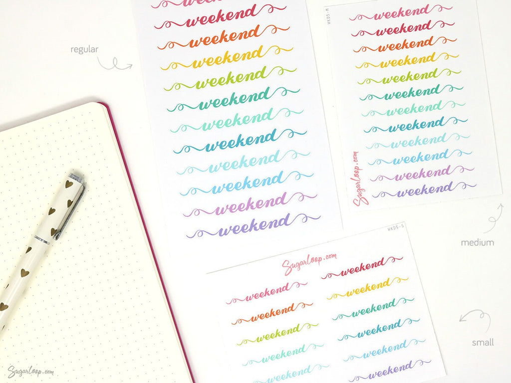 Weekend Bunting Bujo Planner Stickers: 2in (50 mm) 2.5in (60 mm) 3.25in (82 mm)