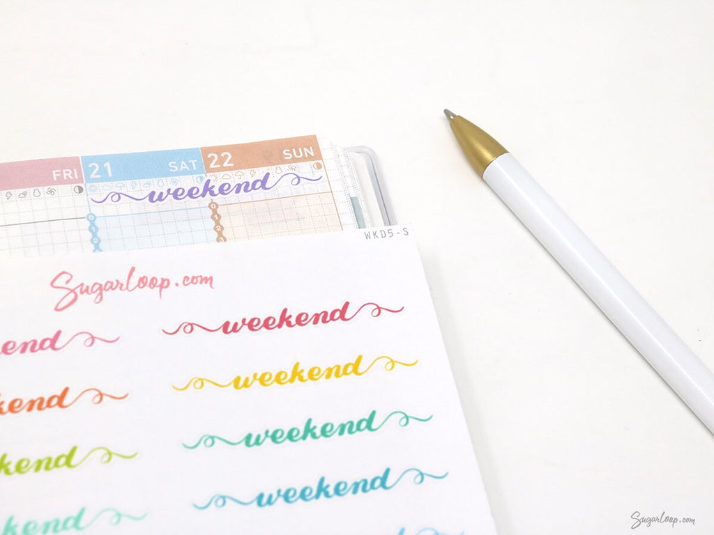 Weekend Bunting Bujo Planner Stickers: 2in (50 mm) 2.5in (60 mm) 3.25in (82 mm)