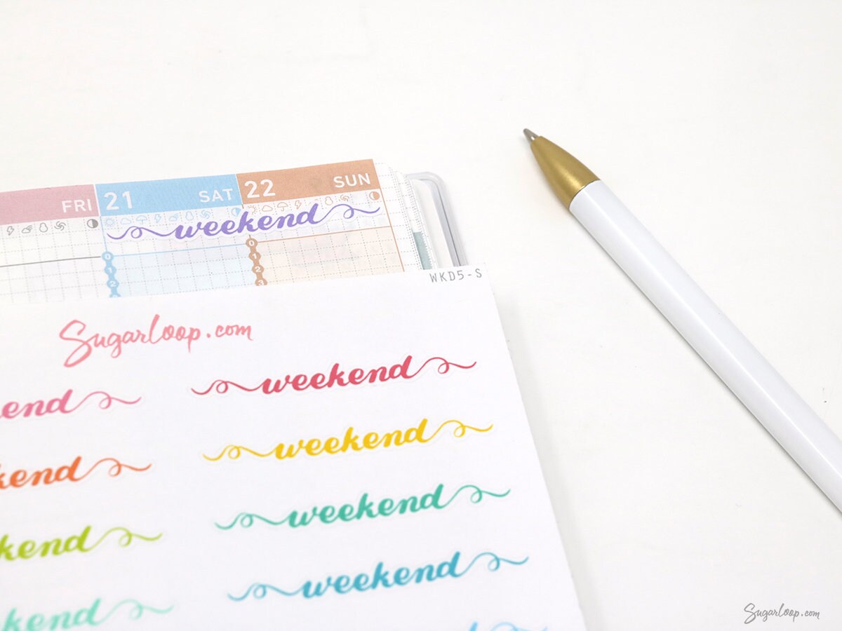 Weekend Bunting Bujo Planner Stickers: 2in (50 mm) 2.5in (60 mm) 3.25in (82 mm)