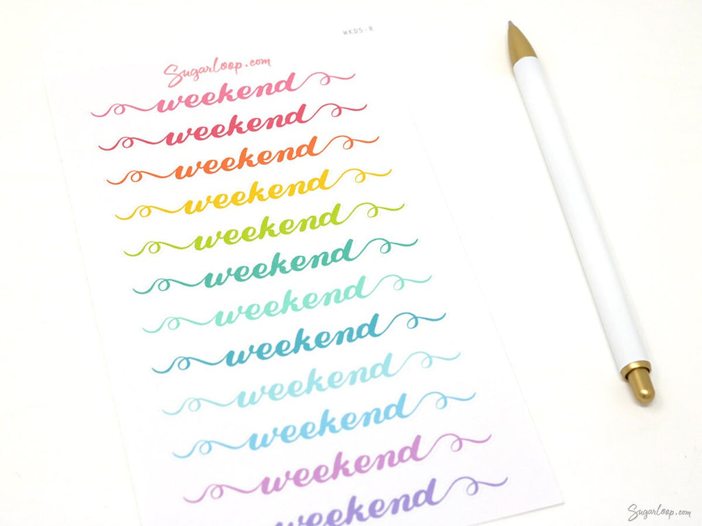 Weekend Bunting Bujo Planner Stickers: 2in (50 mm) 2.5in (60 mm) 3.25in (82 mm)