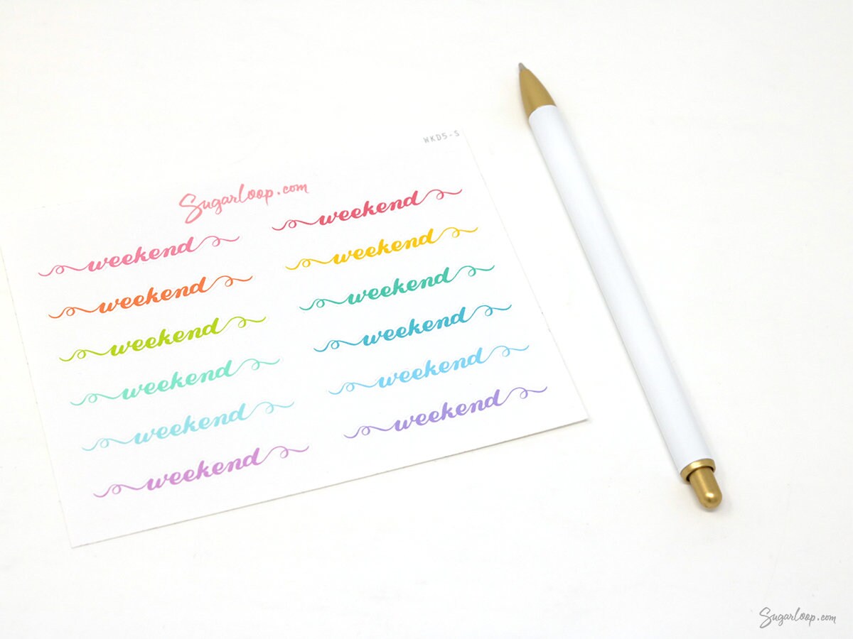 Weekend Bunting Bujo Planner Stickers: 2in (50 mm) 2.5in (60 mm) 3.25in (82 mm)