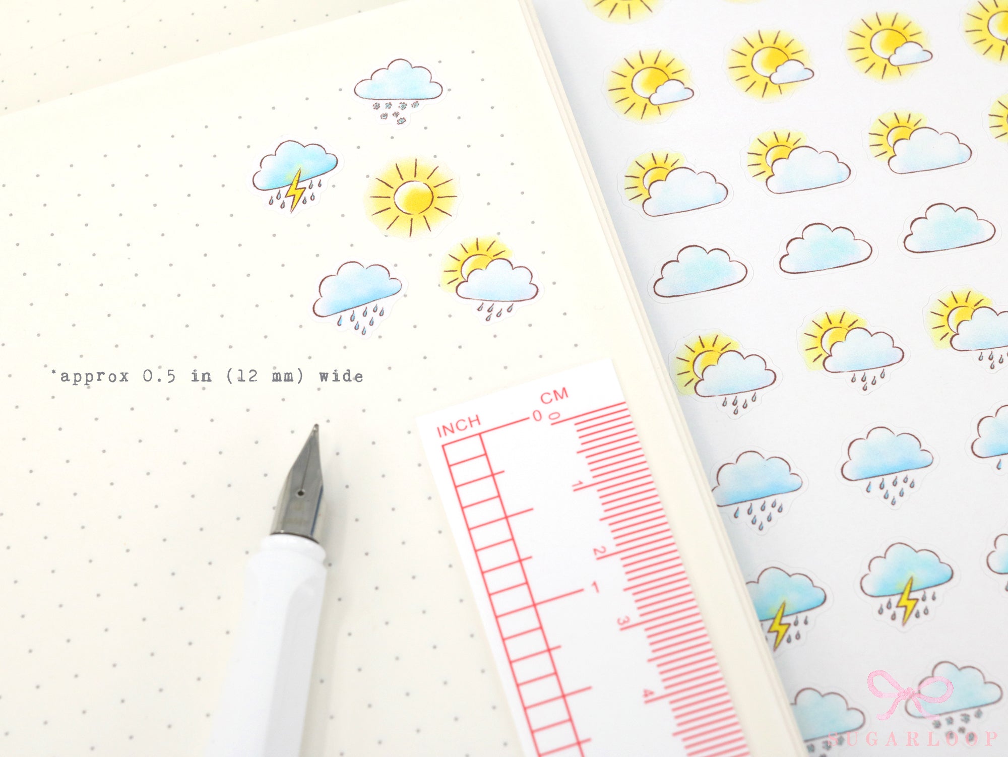 Watercolor Weather Planner and Journal Stickers: Hand Drawn Tracker Icons