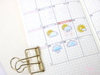 Watercolor Weather Planner and Journal Stickers: Hand Drawn Tracker Icons