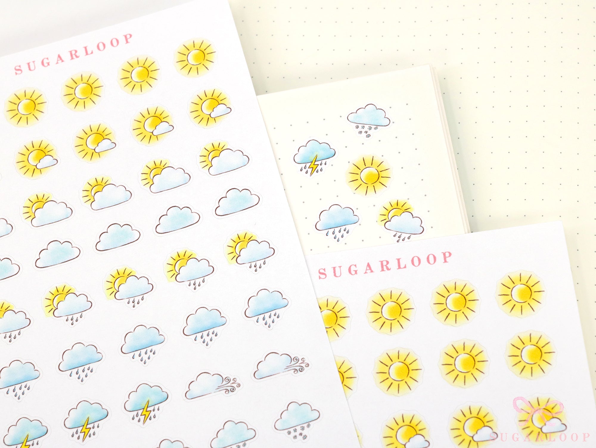 Watercolor Weather Planner and Journal Stickers: Hand Drawn Tracker Icons