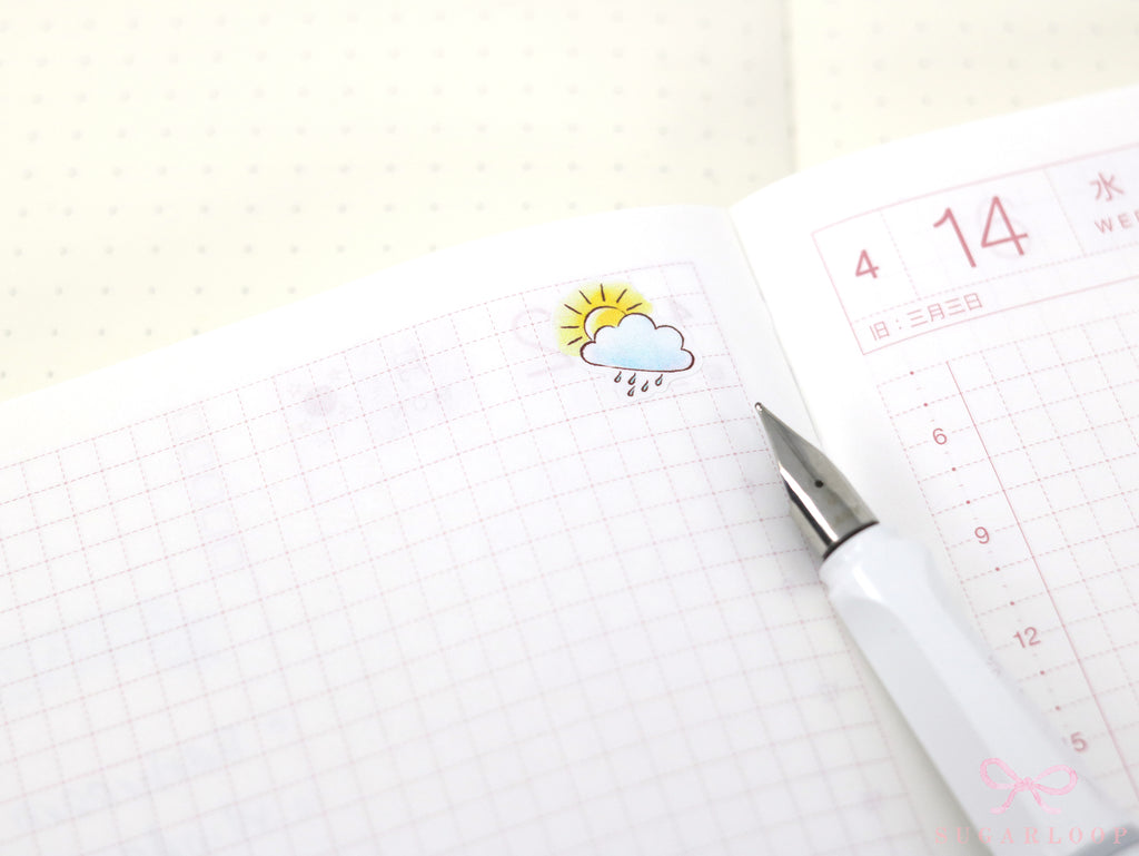 Watercolor Weather Planner and Journal Stickers: Hand Drawn Tracker Icons