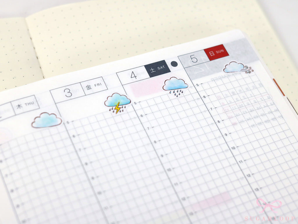 Watercolor Weather Planner and Journal Stickers: Hand Drawn Tracker Icons