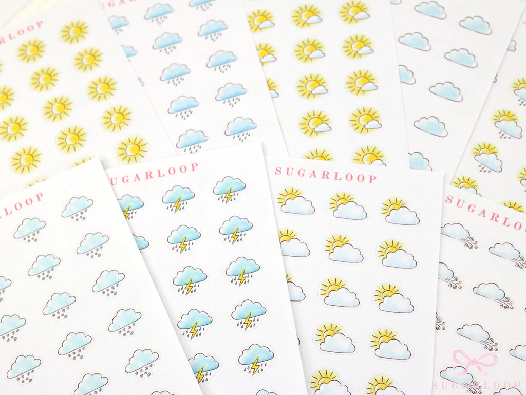 Watercolor Weather Planner & Journal Sticker Icons