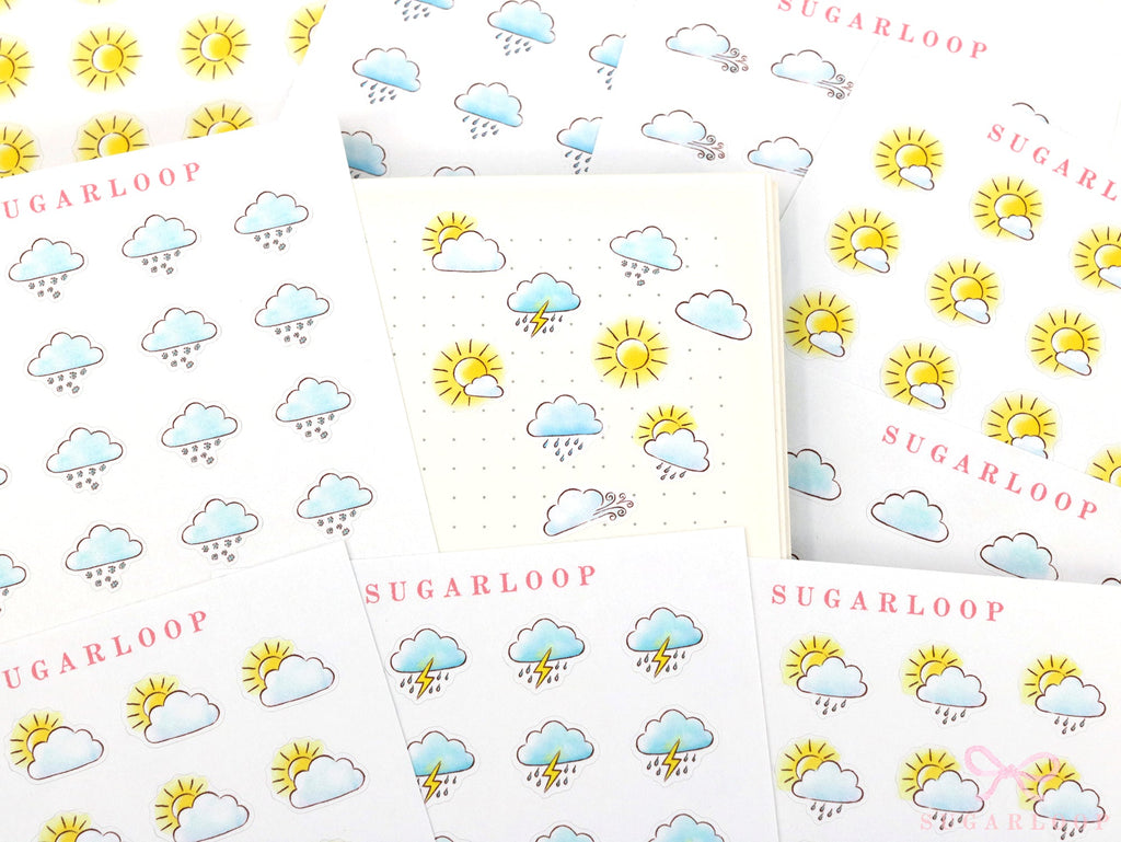 Watercolor Weather Planner & Journal Sticker Icons