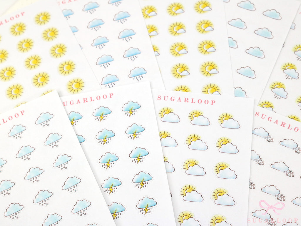 Watercolor Weather Planner & Journal Sticker Icons