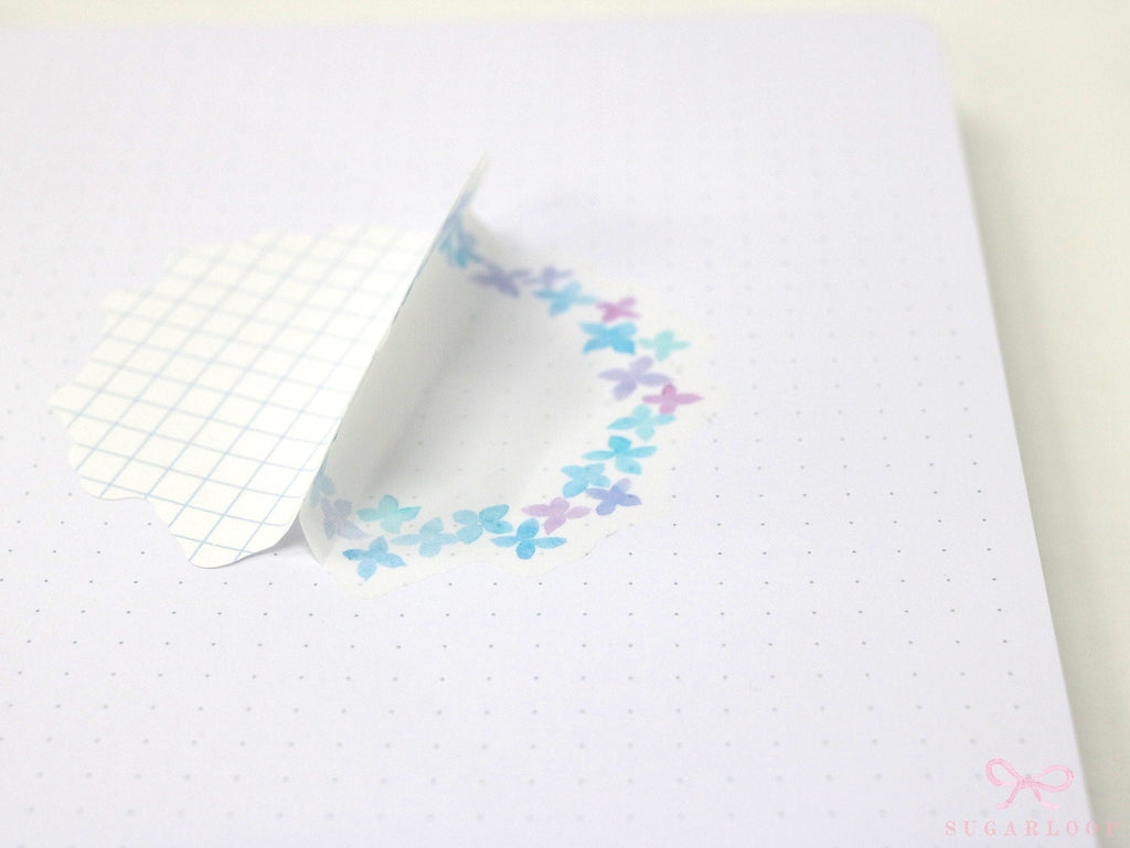 Floral Hydrangea Washi Flake Stickers - Set of 7