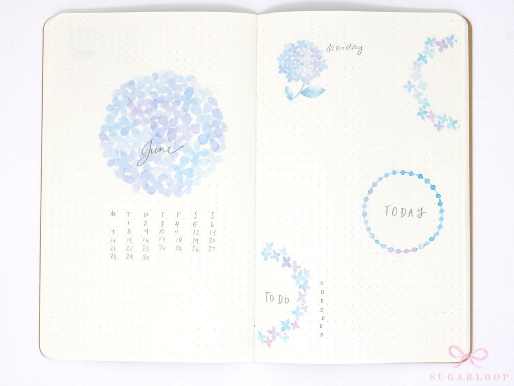 Floral Hydrangea Washi Flake Stickers - Set of 7