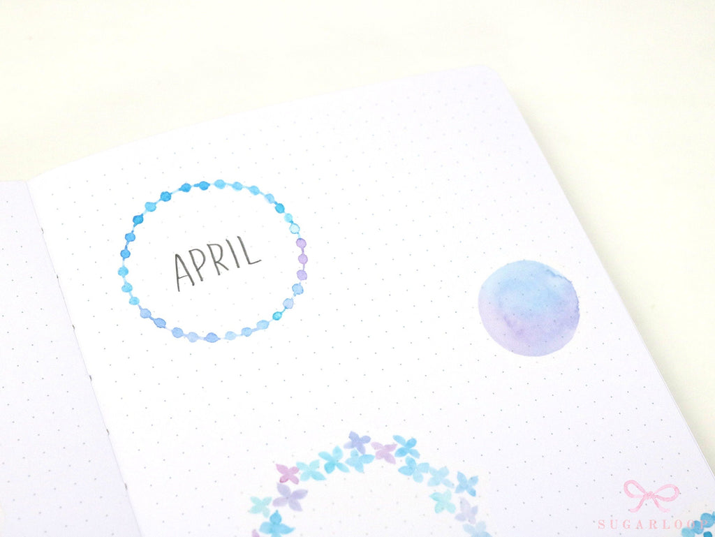 Floral Hydrangea Washi Flake Stickers - Set of 7