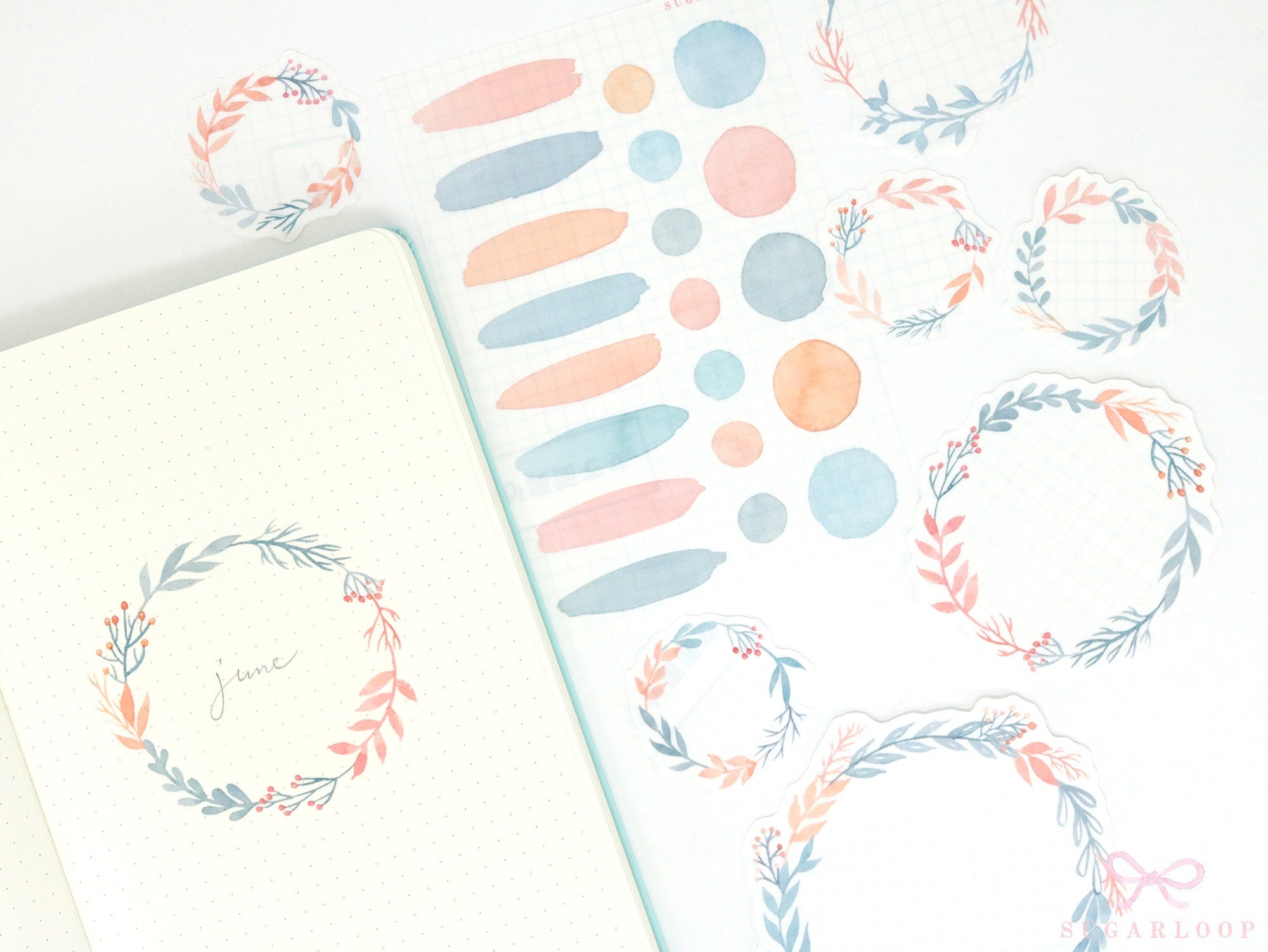 Watercolor Floral Art Washi Paper Deco Stickers Set