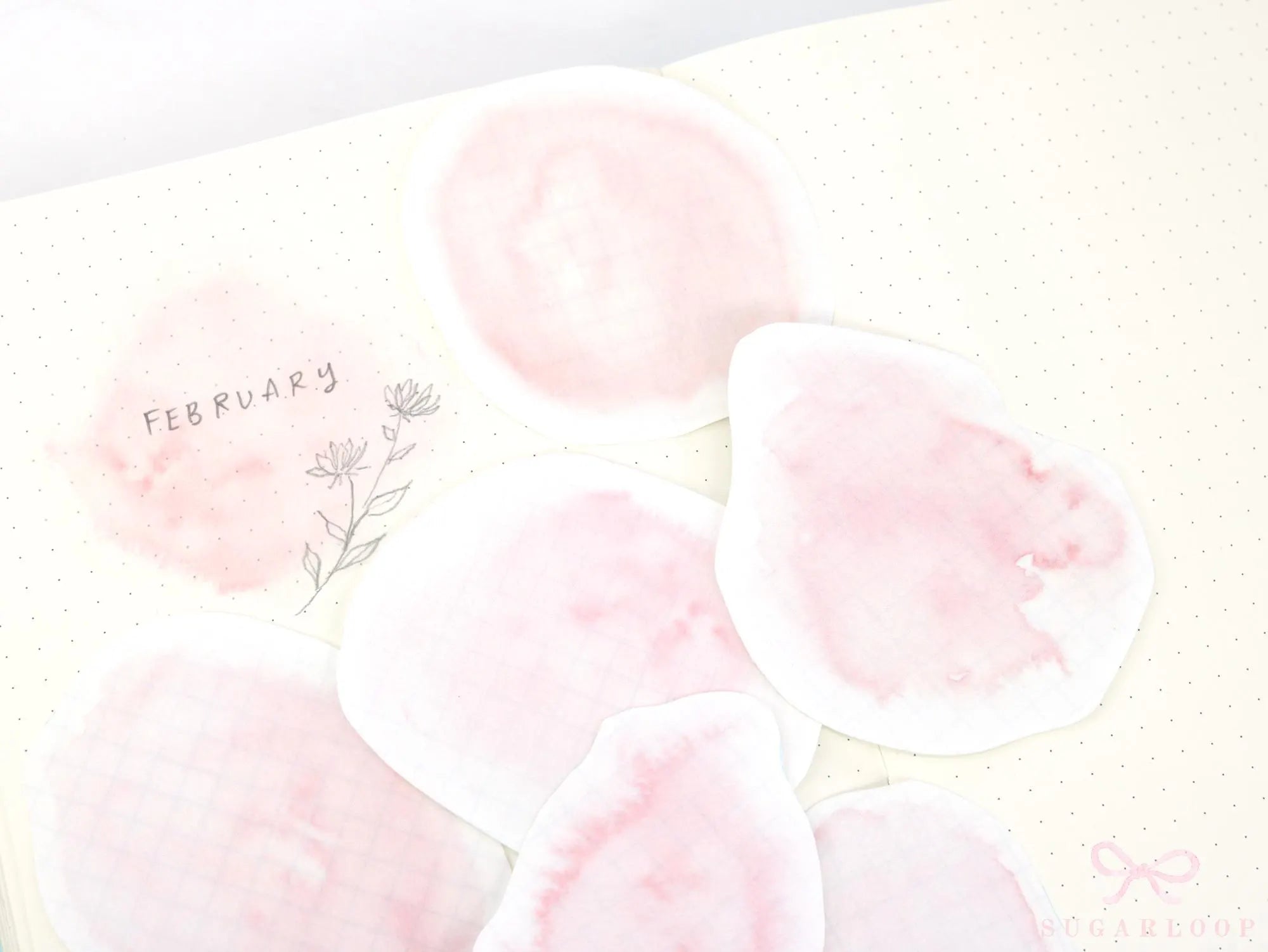 Watercolor Washi Planner and Journal Sticker Flakes: Light Pink Wash