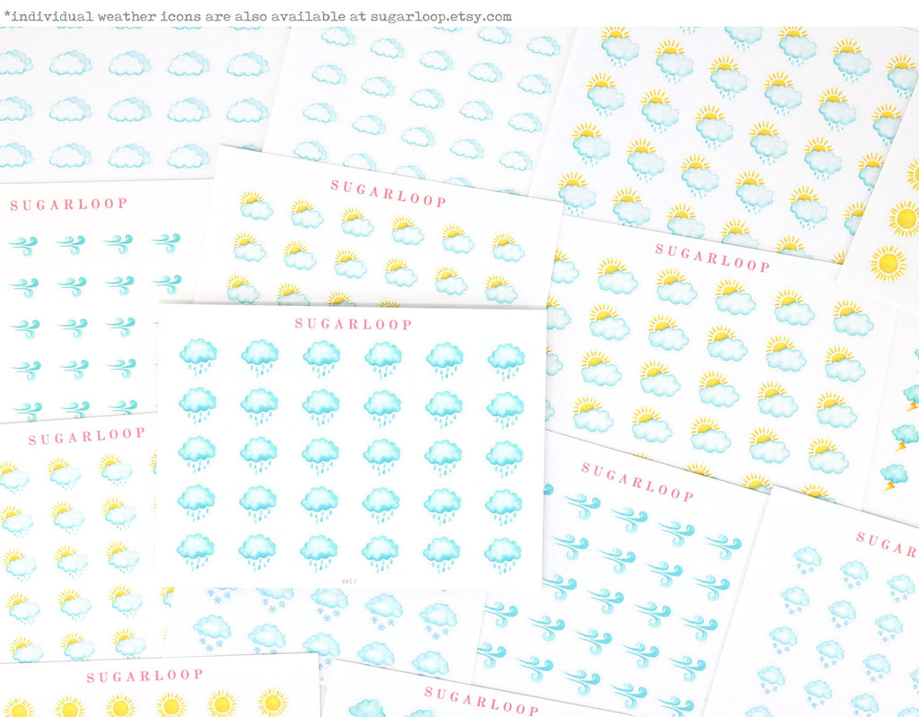 Watercolor Weather Planner Sticker Sheets