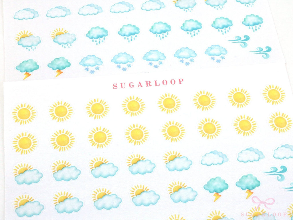 Watercolor Weather Planner Sticker Sheets
