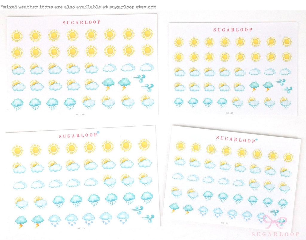 Sunny Watercolor Weather Planner Stickers