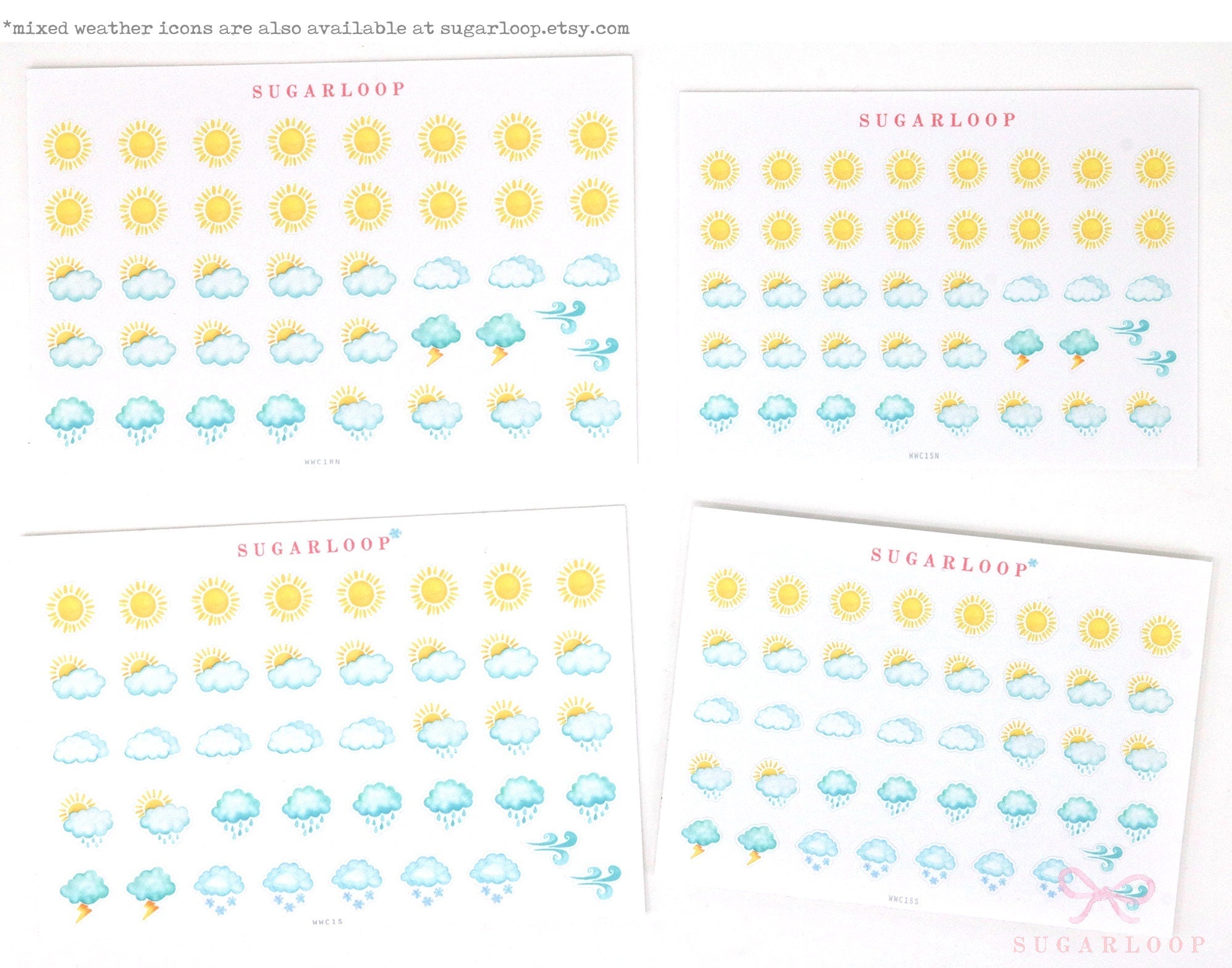 Sunny Watercolor Weather Bujo Planner Stickers