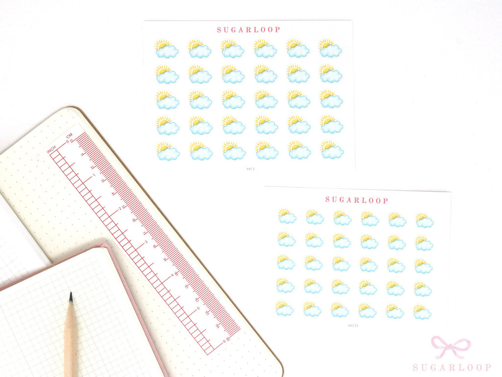 Partly Cloudy Watercolor Weather Planner Stickers