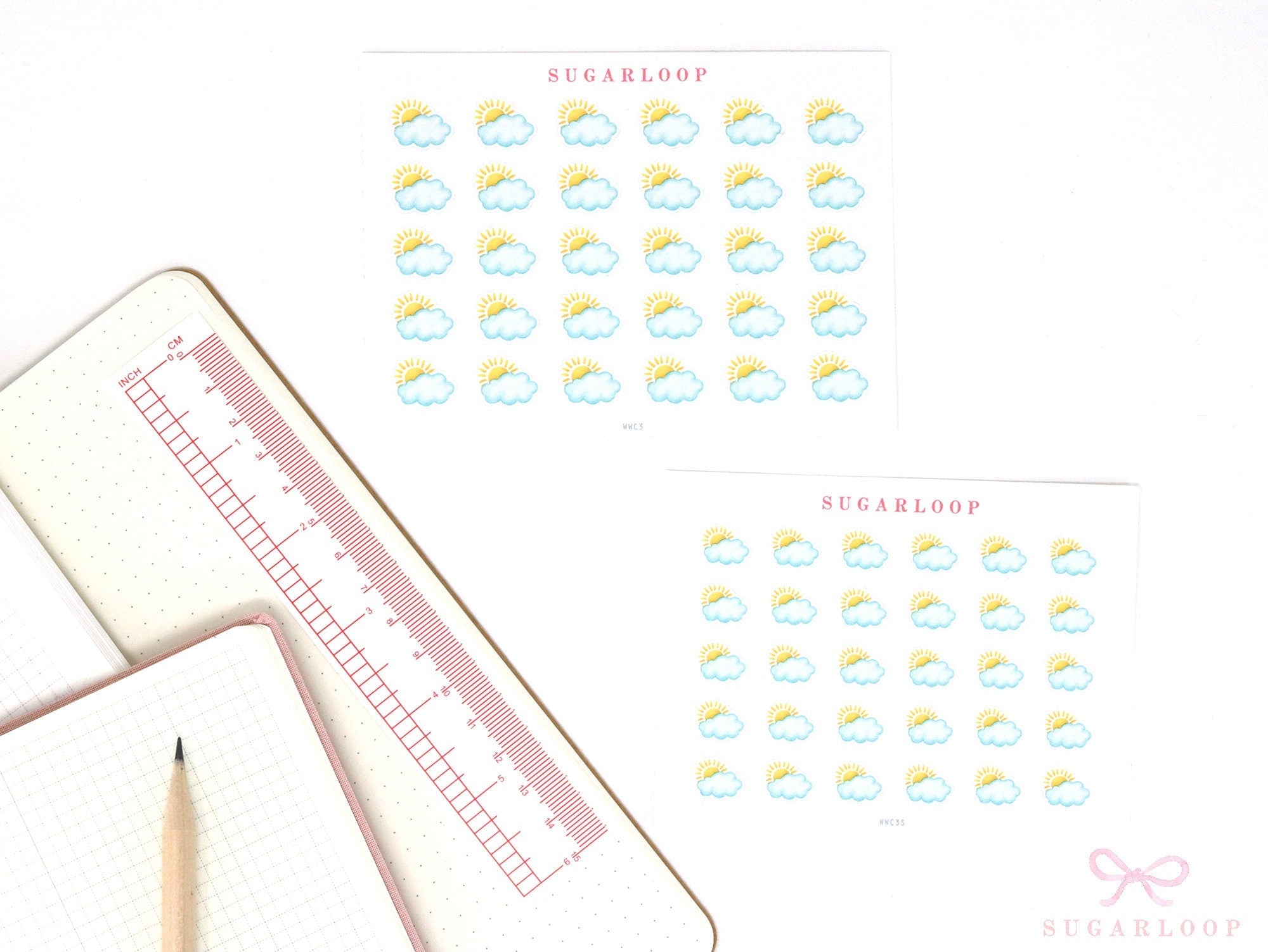 Partly Cloudy Watercolor Weather Bujo Planner Stickers