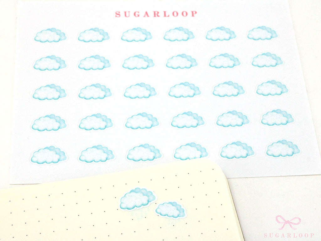 Cloudy Watercolor Weather Bujo Planner Stickers