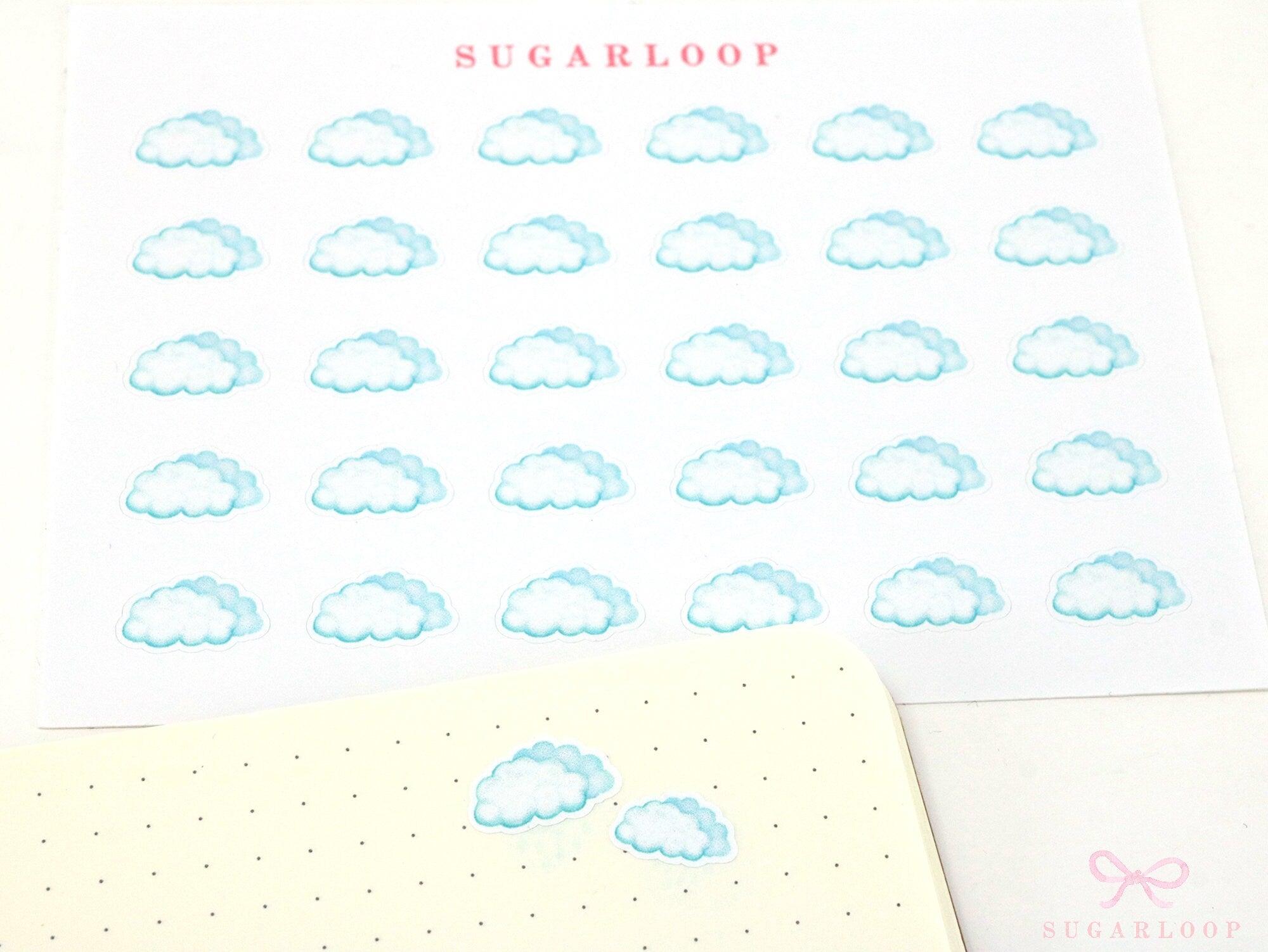 Cloudy Watercolor Weather Bujo Planner Stickers