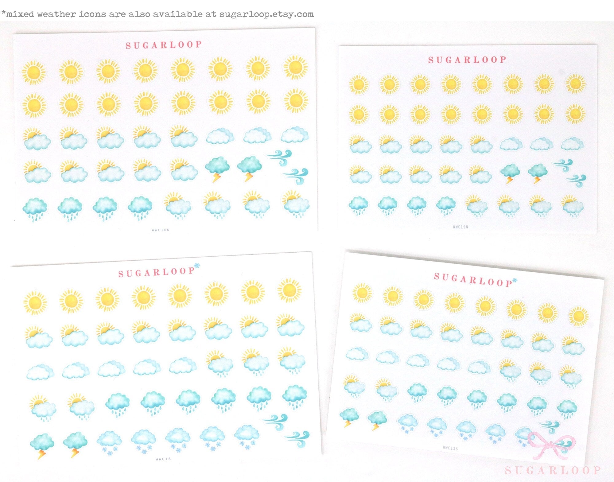 Cloudy Watercolor Weather Bujo Planner Stickers