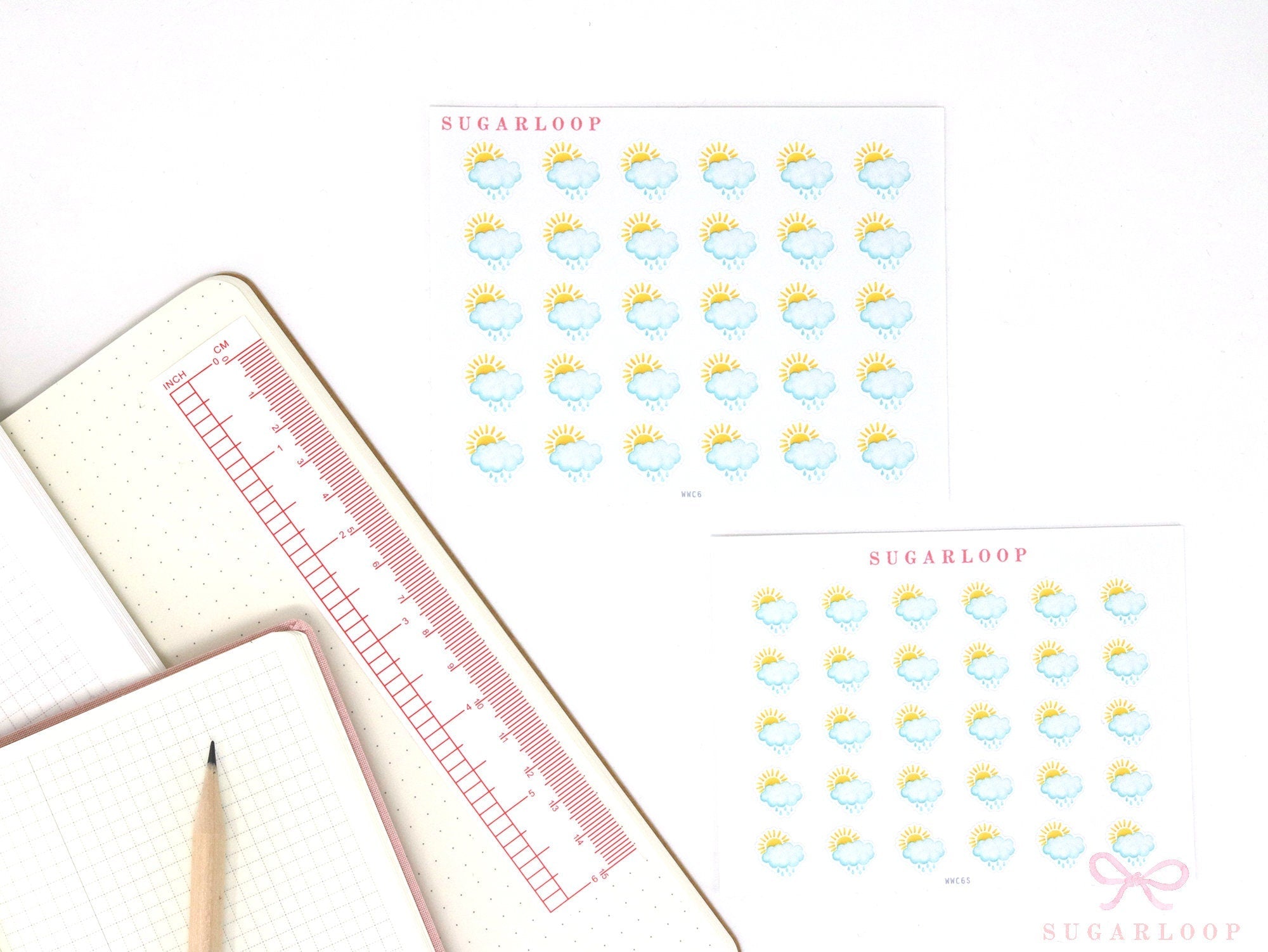 Scattered Showers Watercolor Weather Bujo Planner Stickers