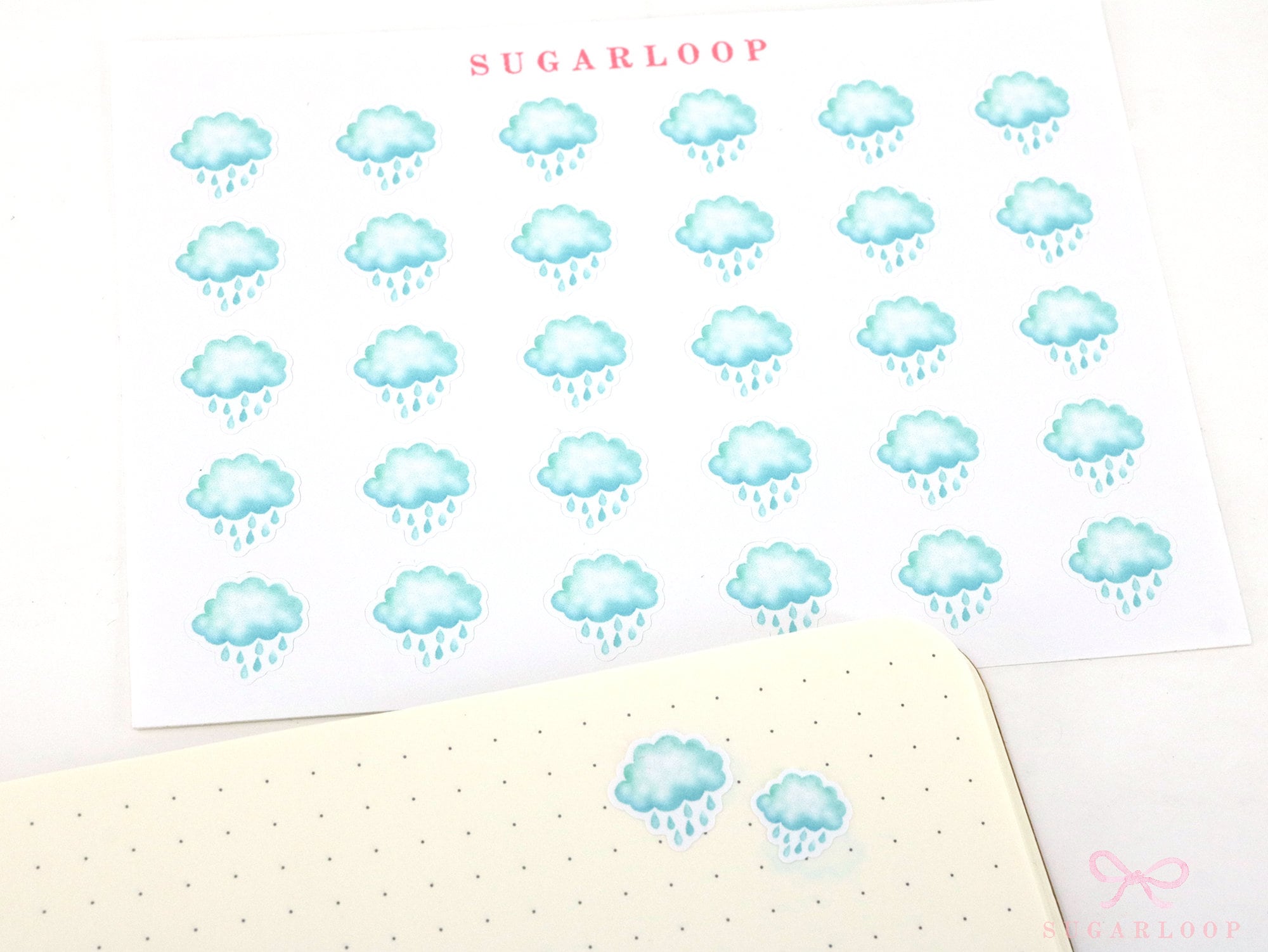 Rain Watercolor Weather Bujo Planner Stickers