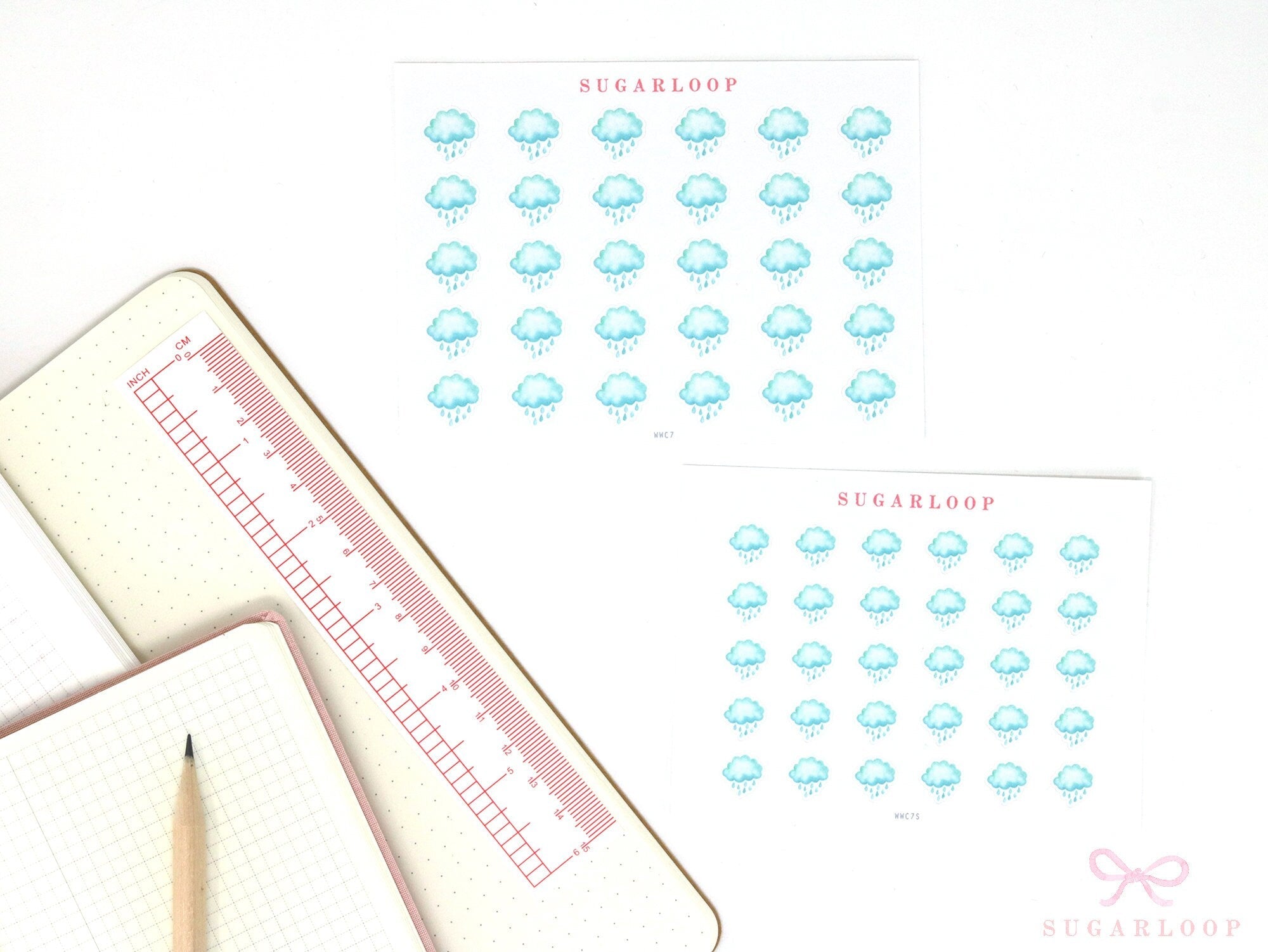 Rain Watercolor Weather Bujo Planner Stickers