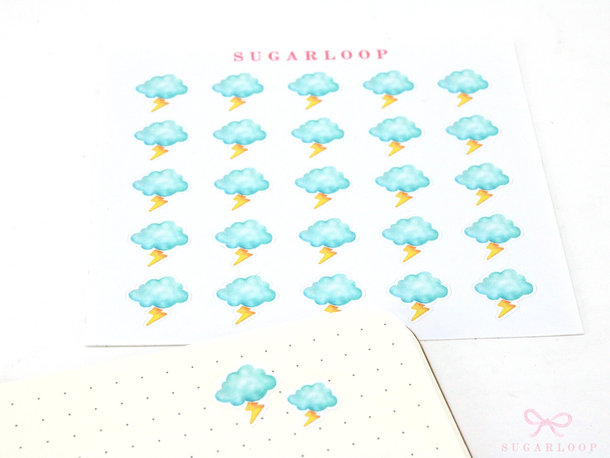 Stormy Watercolor Weather Bujo Planner Stickers