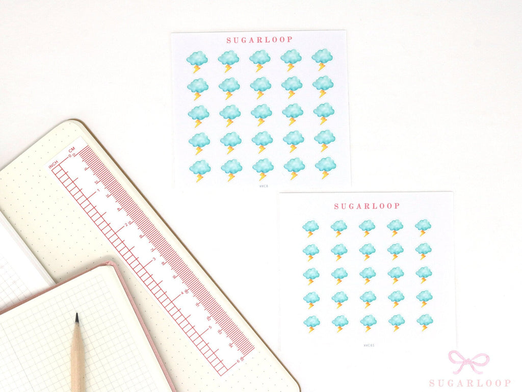 Stormy Watercolor Weather Bujo Planner Stickers