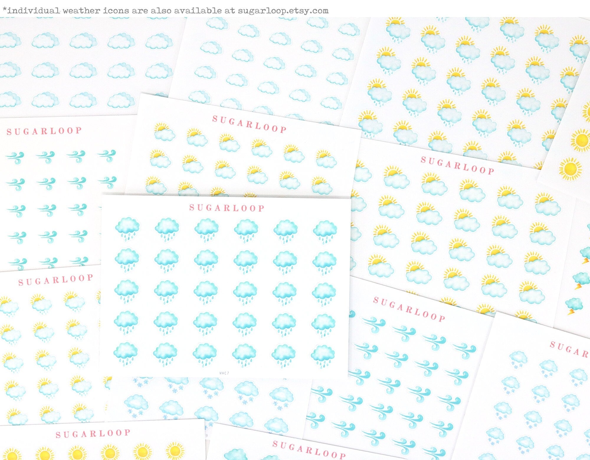 Stormy Watercolor Weather Bujo Planner Stickers
