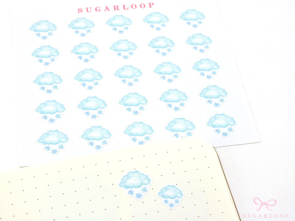 Snow Watercolor Weather Bujo Planner Stickers