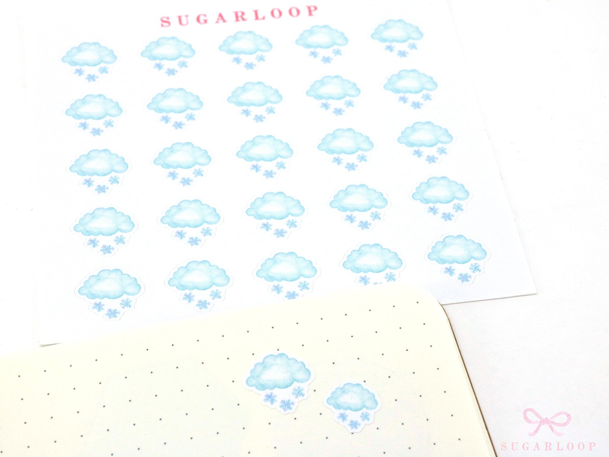 Snow Watercolor Weather Bujo Planner Stickers